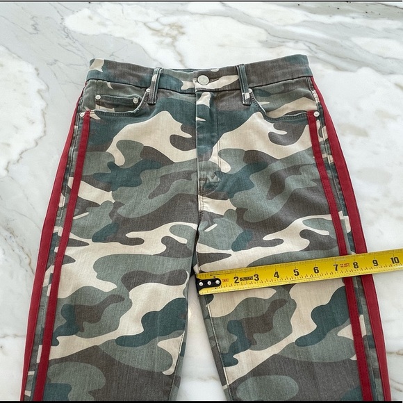 MOTHER HIGH WAISTED LOOKER ANKLE FRAY CAMO RED SEE ME RUN JEANS SIZE 26 NWOTS! - Picture 12 of 16